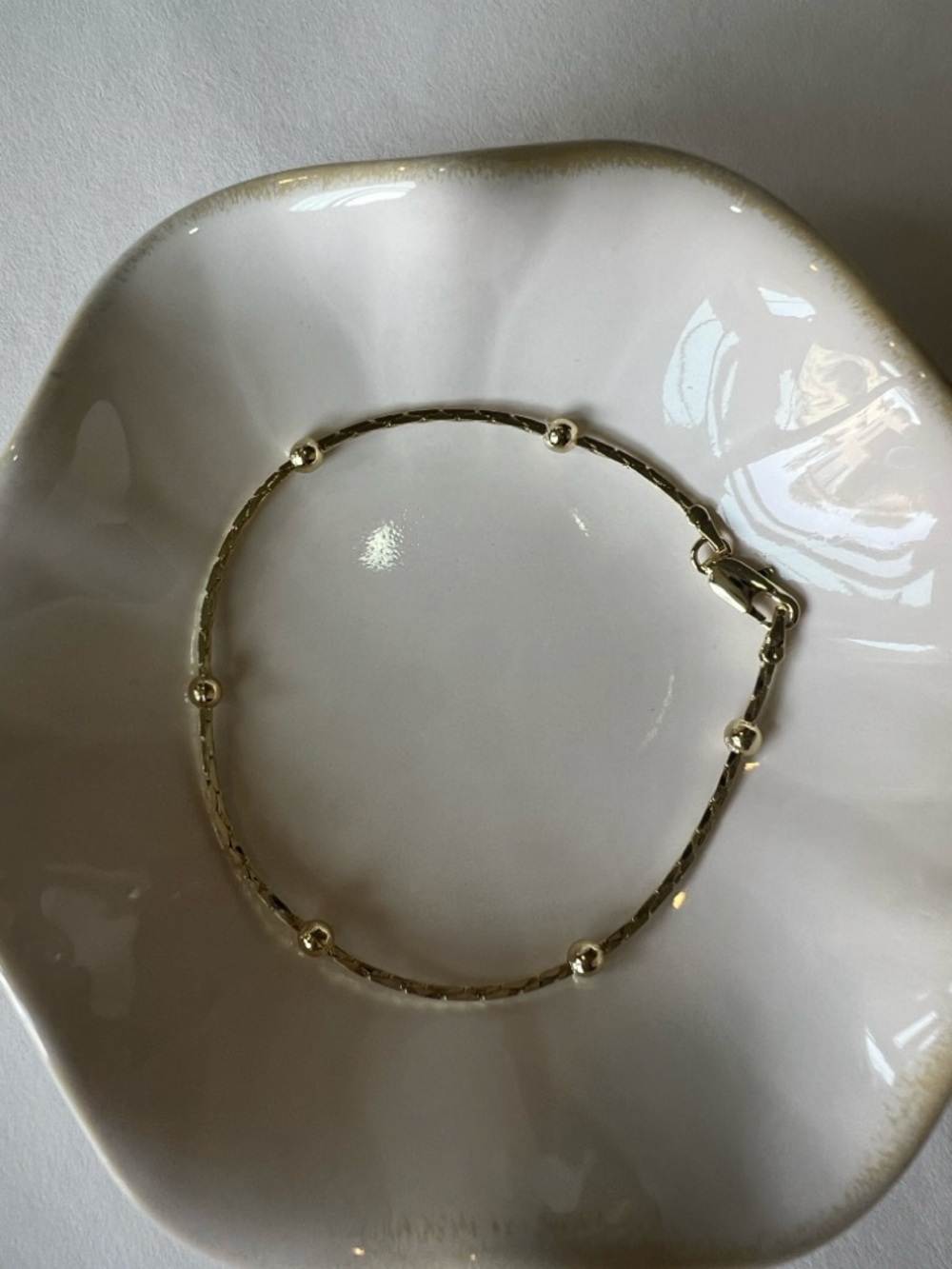 14k Gold Plated Bead Chain Bracelet